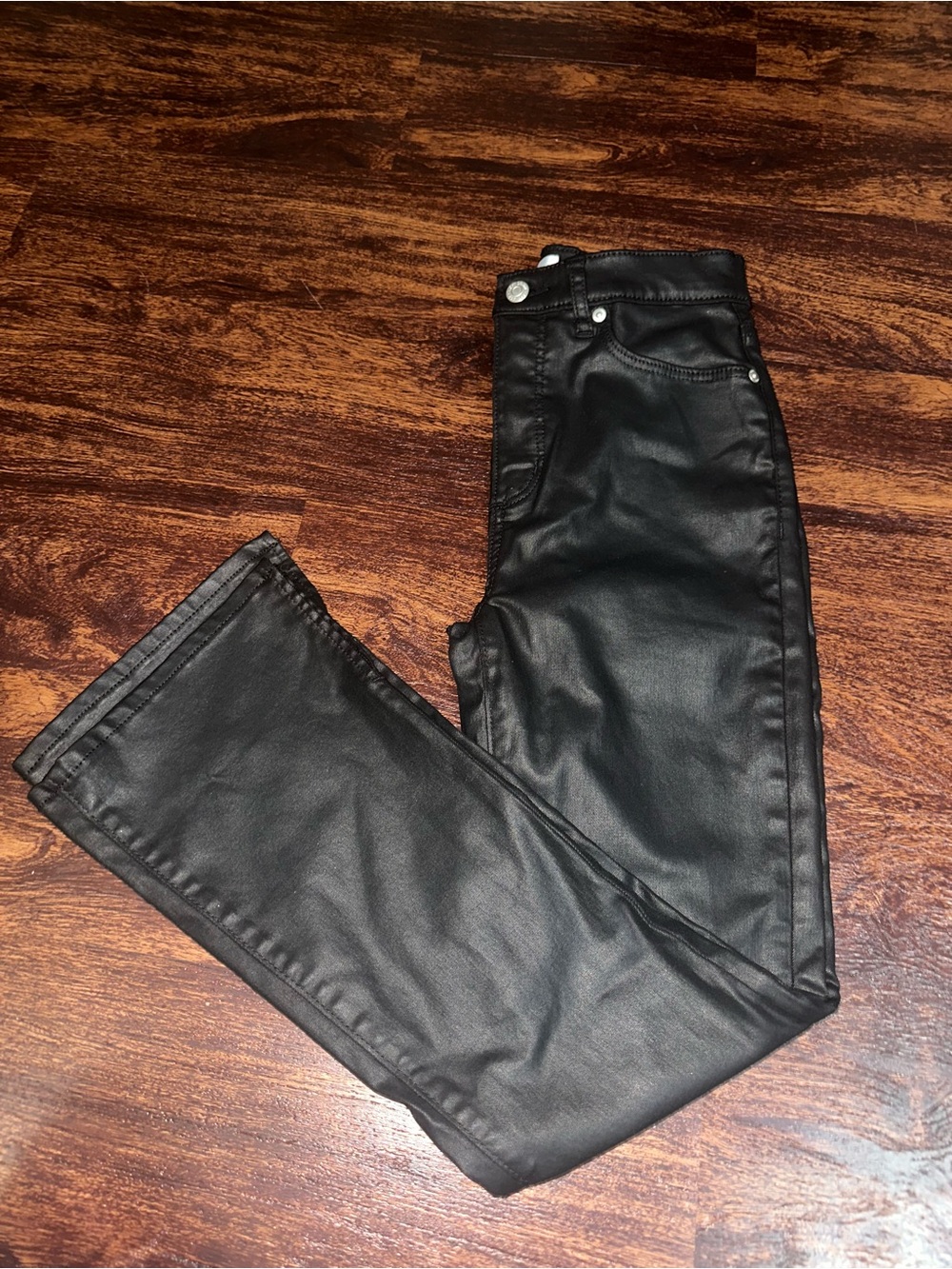 LOFT Black Faux Leather Ankle Pants